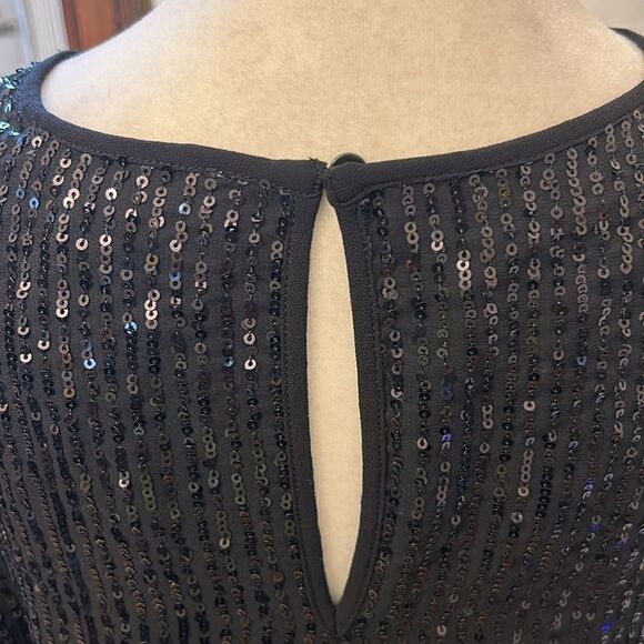 Michael Michael Kors black sequined short sleeve blouse Size M New - Picture 5 of 11